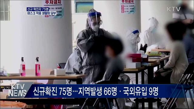 신규확진 75명···"감염경로 불명 20%"