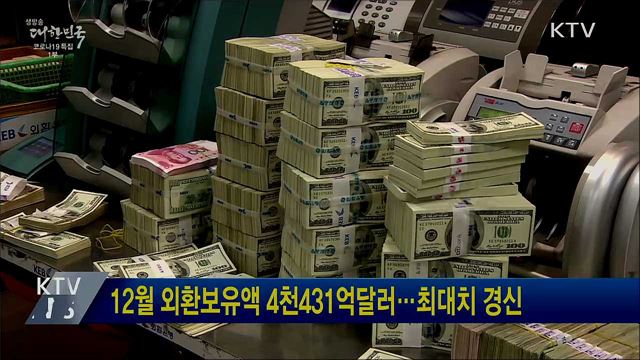 12월 외환보유액 4천431억달러···최대치 경신