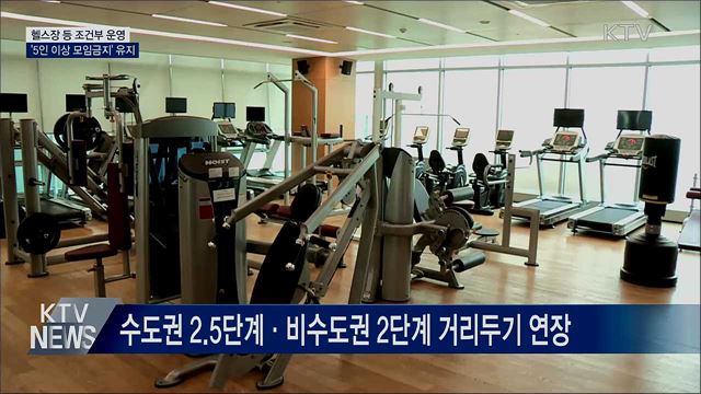 헬스장 등 조건부 운영···'5인이상 모임금지' 유지