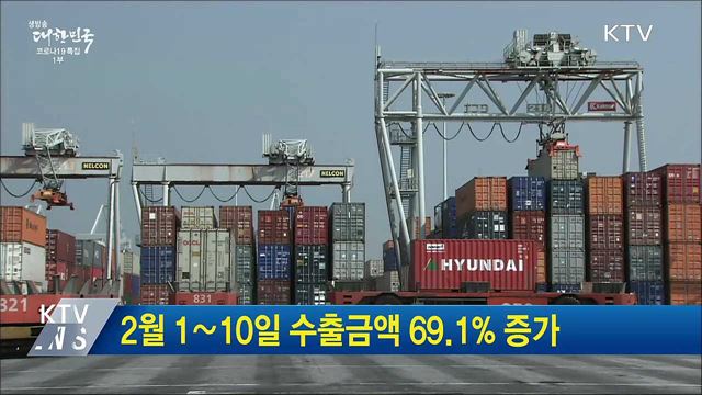 2월 1∼10일 수출금액 69.1% 증가
