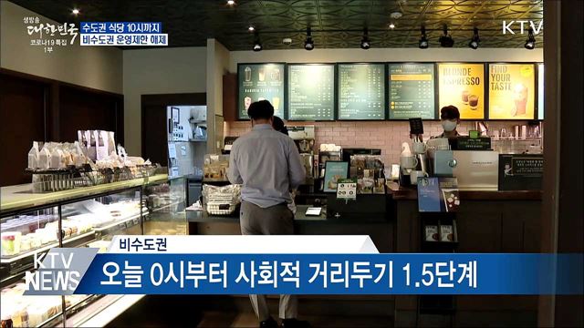 오늘부터 수도권 식당·카페 밤 10시까지