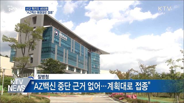 신규확진 469명···"AZ백신 예정대로 접종"