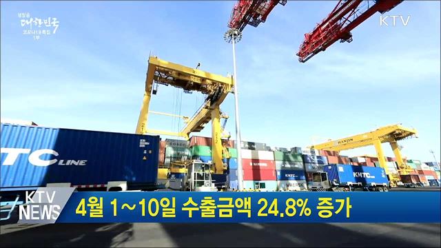 4월 1∼10일 수출금액 24.8% 증가