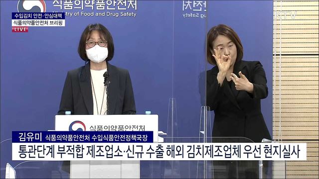 수입김치 안전·안심대책 식품의약품안전처 브리핑