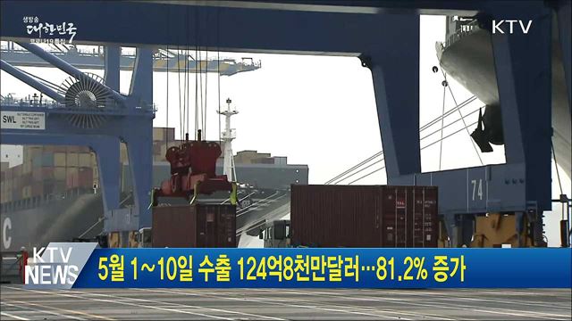 5월 1∼10일 수출 124억8천만달러···81.2% 증가