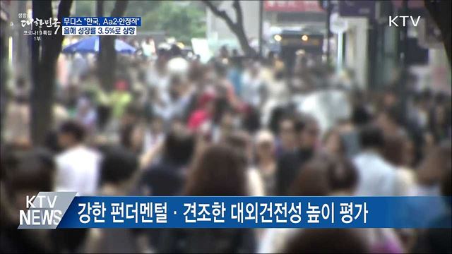 무디스, 한국 신용등급 'Aa2, 안정적' 유지