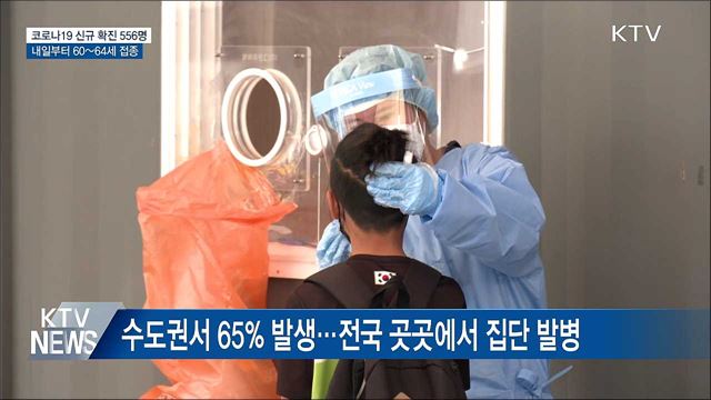 신규 확진 556명···내일부터 60~64세 백신 접종