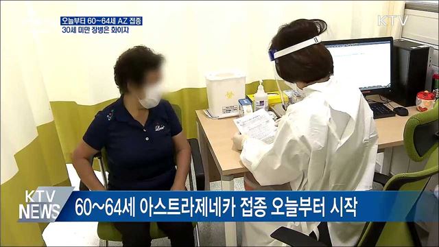 60~64세·30세 미만 장병 접종 시작