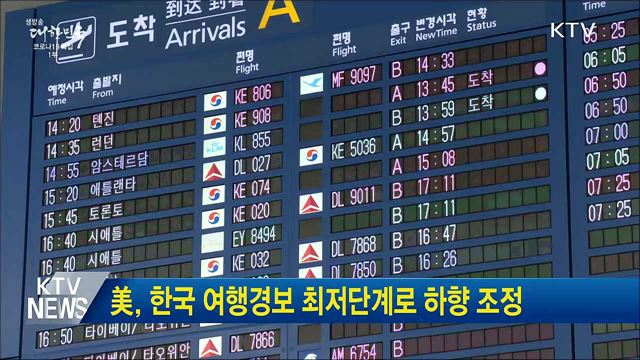 美, 한국 여행경보 최저단계로 하향 조정