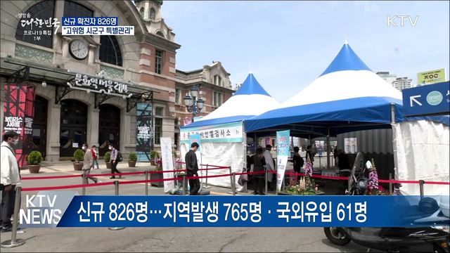 신규 826명···"수도권 고위험지역 특별관리"