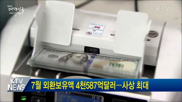 7월 외환보유액 4천587억달러···사상 최대