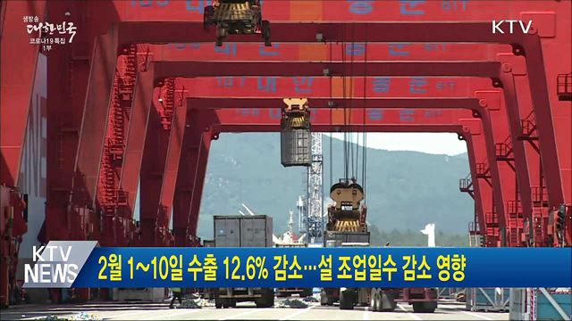2월 1~10일 수출 12.6% 감소···설 조업일수 감소 영향