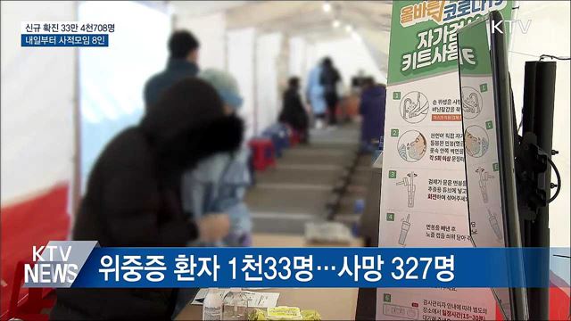 신규 확진 33만여 명···내일부터 사적모임 8명