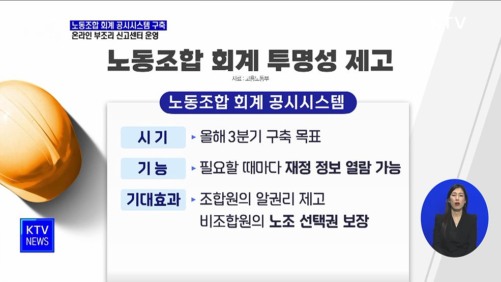 노동조합 회계 공시시스템 구축···온라인 부조리 신고센터 운영