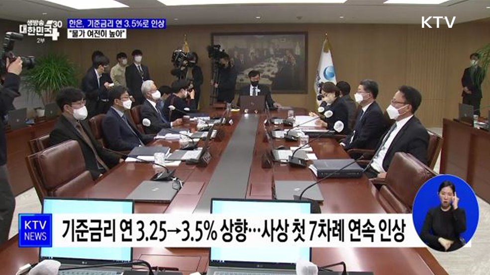 한은, 기준금리 연 3.5%로 인상···"물가 여전히 높아"