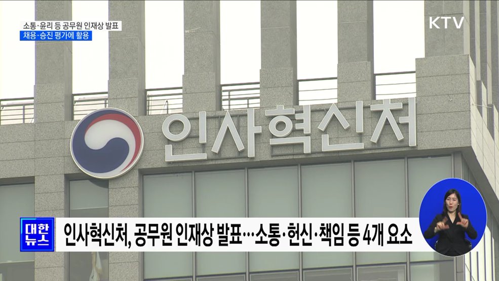 소통·윤리 등 공무원 인재상 발표···채용·승진 평가에 활용