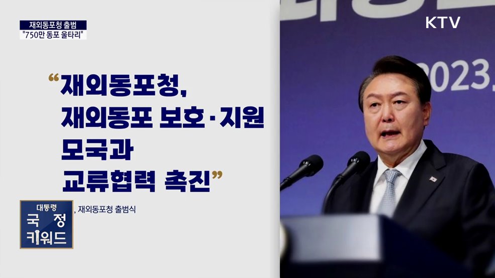 대통령실 국정키워드 - 재외동포청 출범 "750만 동포 울타리"