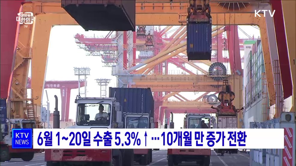 6월 1~20일 수출 5.3%↑···10개월 만 증가 전환