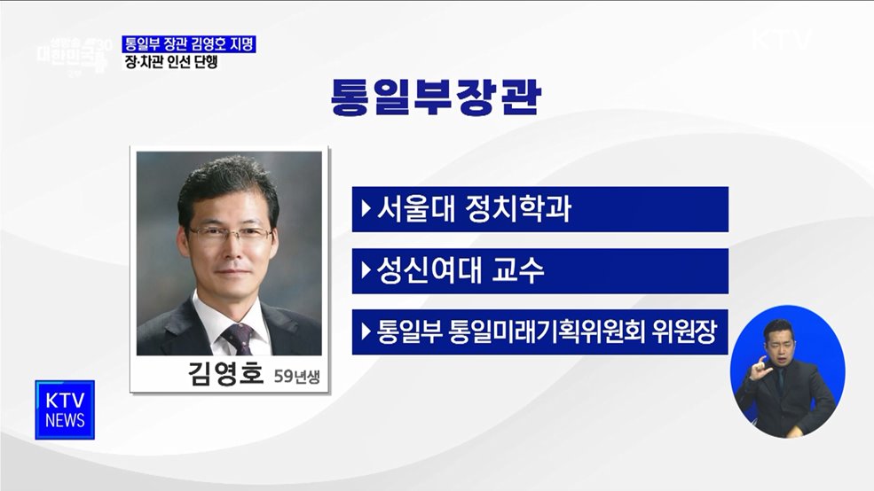 통일부 장관에 김영호···문체부 차관에 장미란