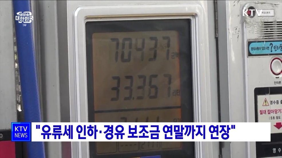 "유류세 인하·경유 보조금 연말까지 연장"