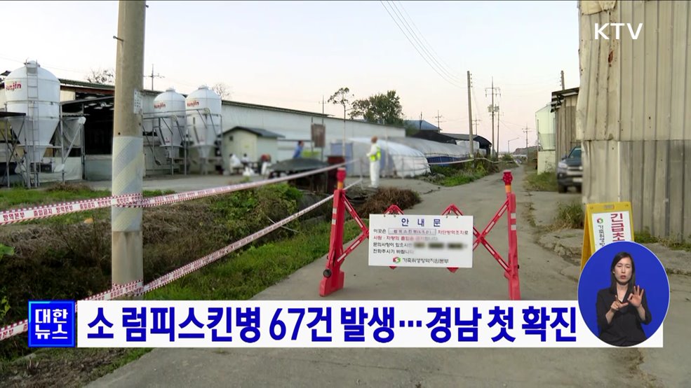 소 럼피스킨병 67건 발생···경남 첫 확진