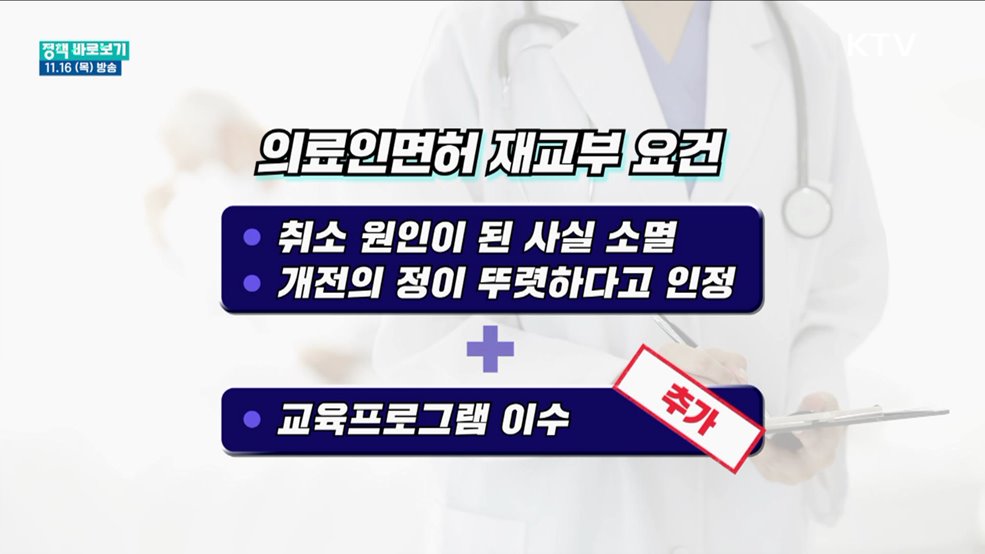 강력범죄로 '면허취소'된 의료인, 교육만 받으면 재발급된다?