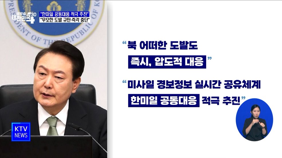 "한미일 공동대응 적극 추진"···"무모한 도발 규탄·즉각 중단"