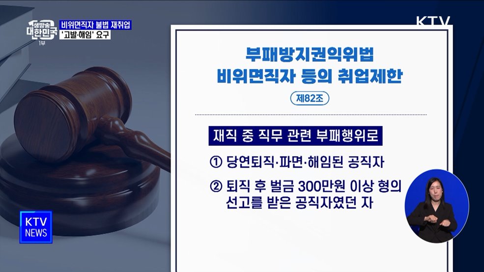 뇌물·향응 받고 면직된 공직자 14명 '불법 재취업'