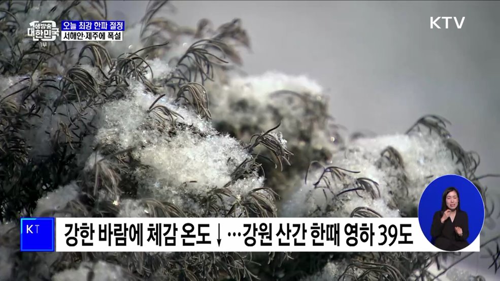 오늘 최강 한파 절정···서해안·제주에 폭설