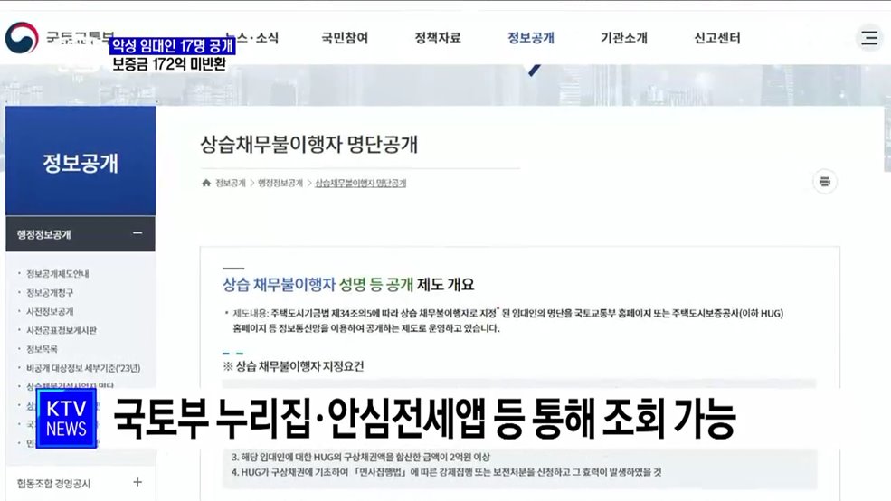 악성 임대인 17명 첫 공개···전세보증금 172억 꿀꺽