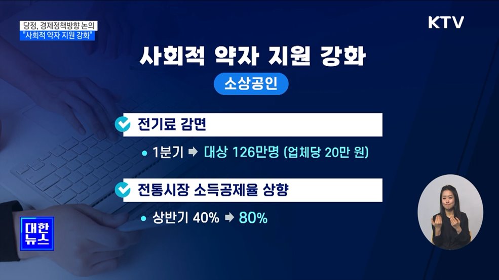 당정 "사회적 약자 지원 강화"···영세소상공인 전기료 20만 원 감면