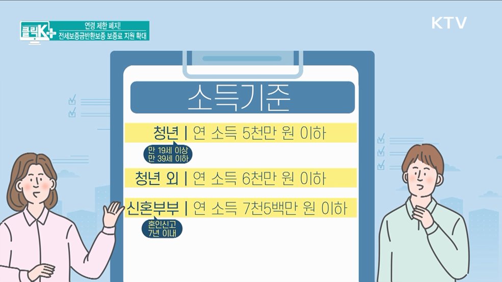 연령 제한 폐지! 전세보증금반환보증 보증료 지원 확대 [클릭K+]