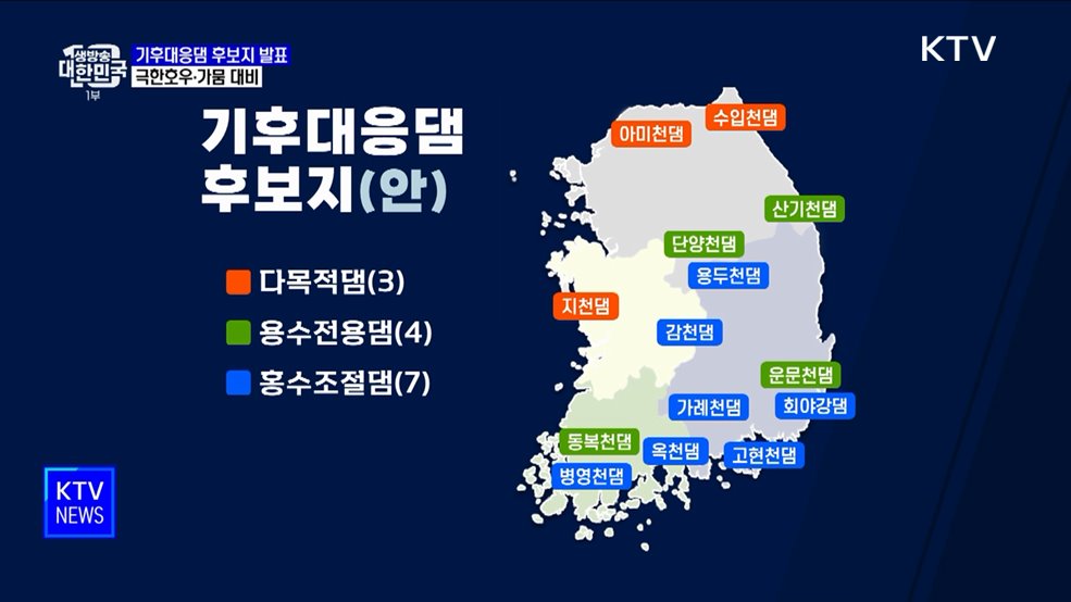 극한 기상 대비···기후대응댐 후보지 14곳 발표