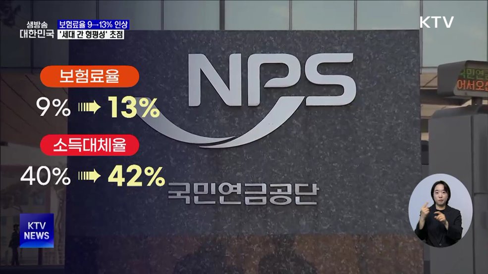 국민연금 보험료율 13%로 인상···'세대 간 형평성' 초점