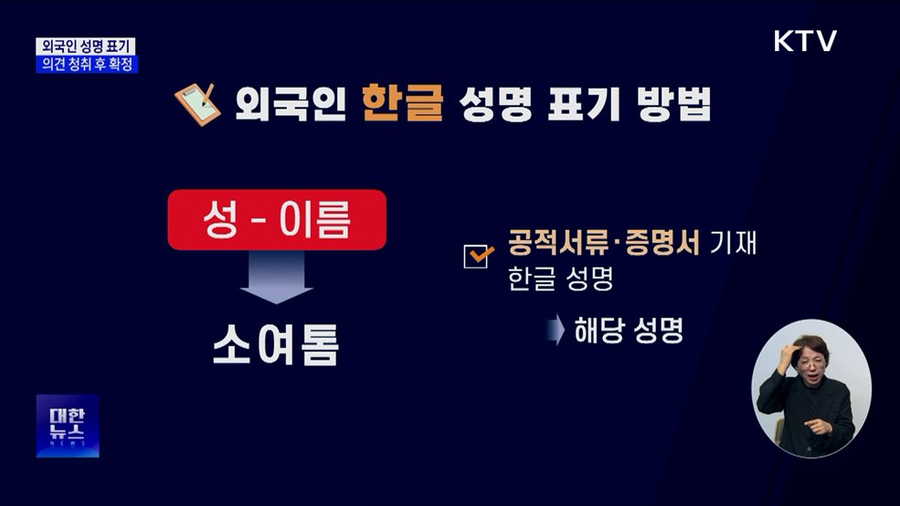 '톰소여', '소여톰'?···성명 표기 원칙, 외국인 의견 청취