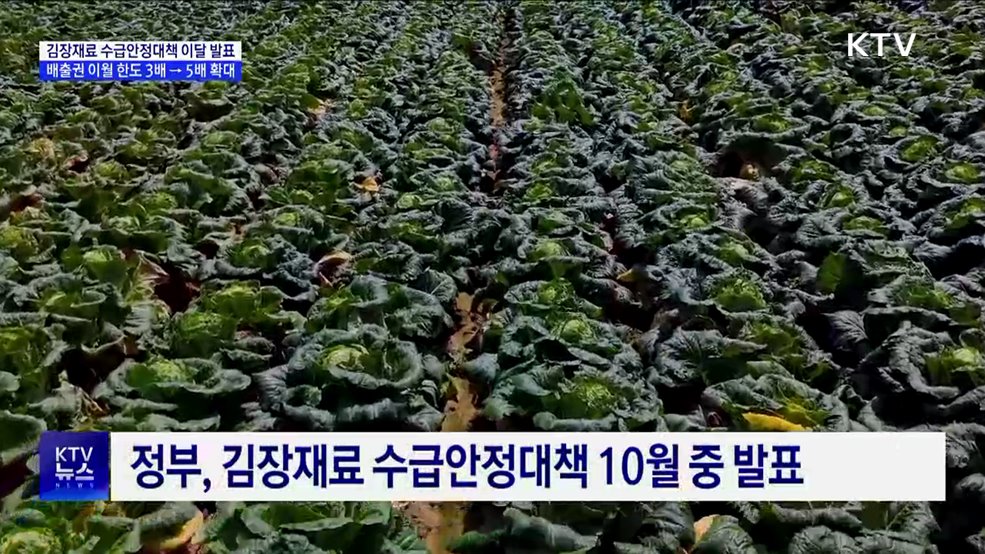 김장재료 수급대책 이달 중 발표···배출권거래제 개선