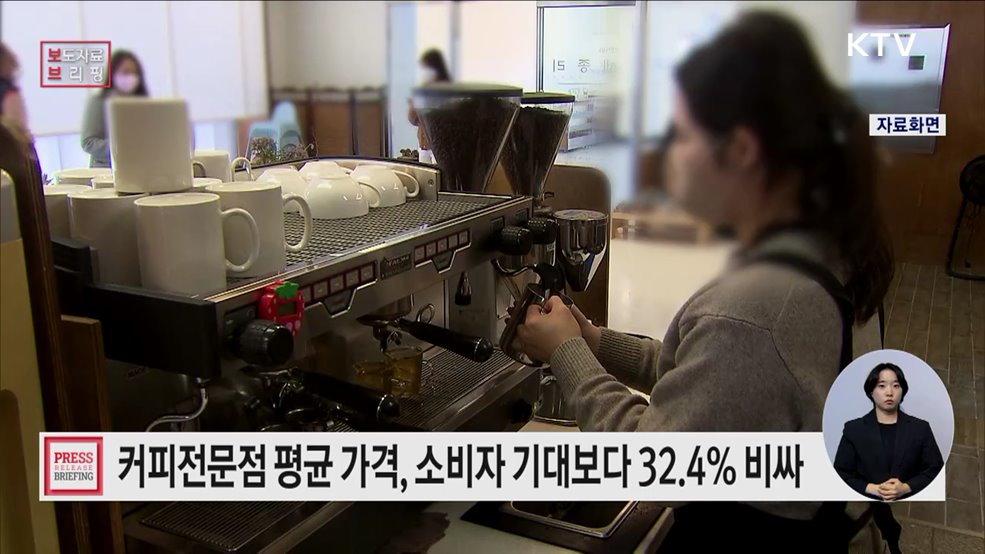 커피전문점 평균 가격, 소비자 기대 대비 최대 32.4% 비싸