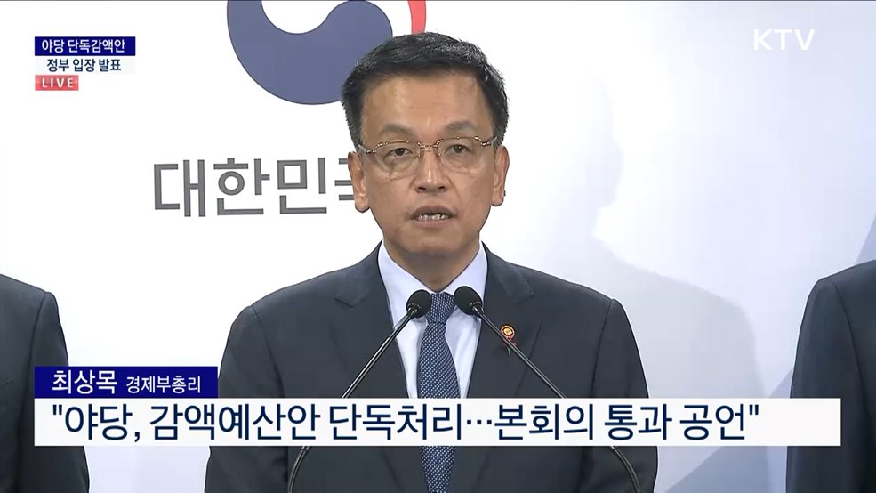 야당 단독감액안 정부 입장 발표