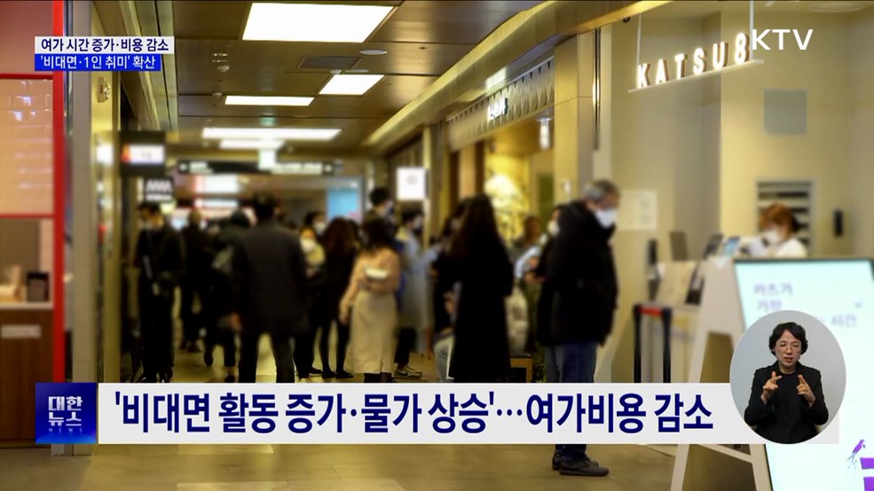 국민 여가 시간 늘고, 지출액 줄어···'비대면·1인 취미' 확산