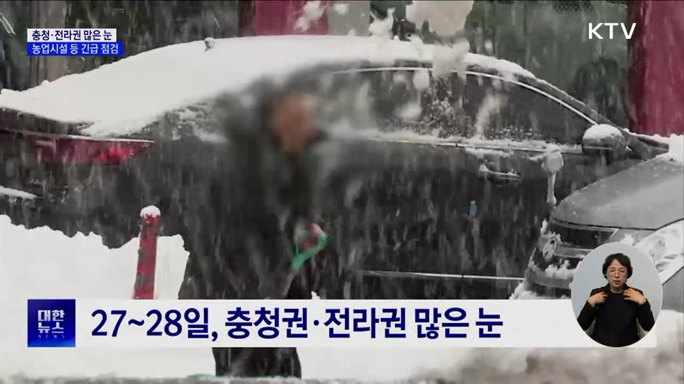 충청·전라권 최대 20cm 눈···"농업시설 등 긴급 점검"