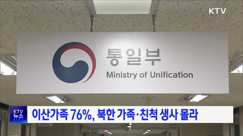 이산가족 76%, 북한 가족·친척 생사 몰라