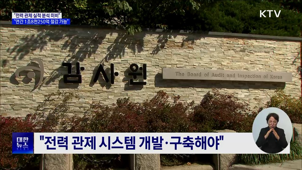 "전력 관제 실적 분석 미비···연간 1조8천250억 절감 가능"