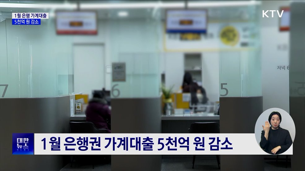 1월 은행 가계대출 5천억 원↓···두 달째 감소