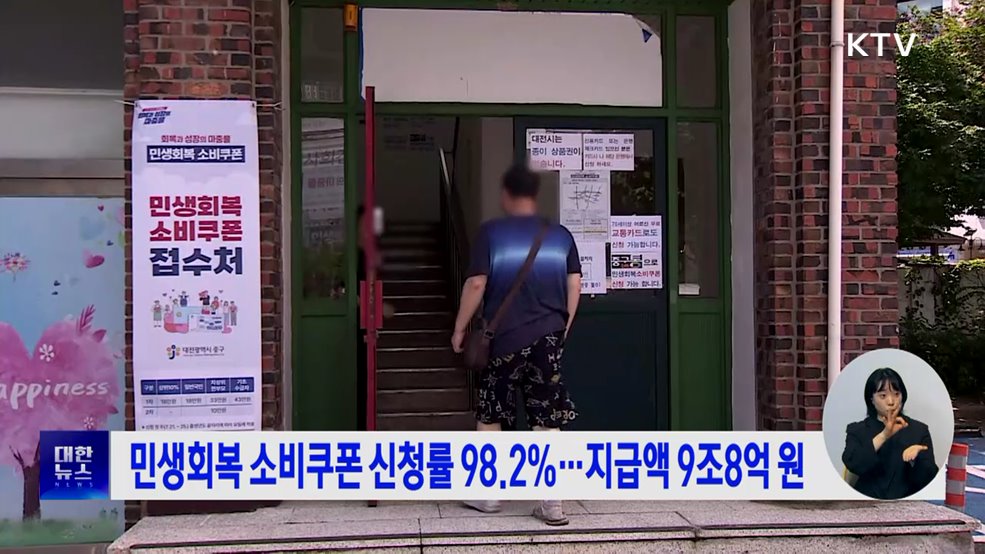 민생회복 소비쿠폰 신청률 98.2%···지급액 9조8억 원