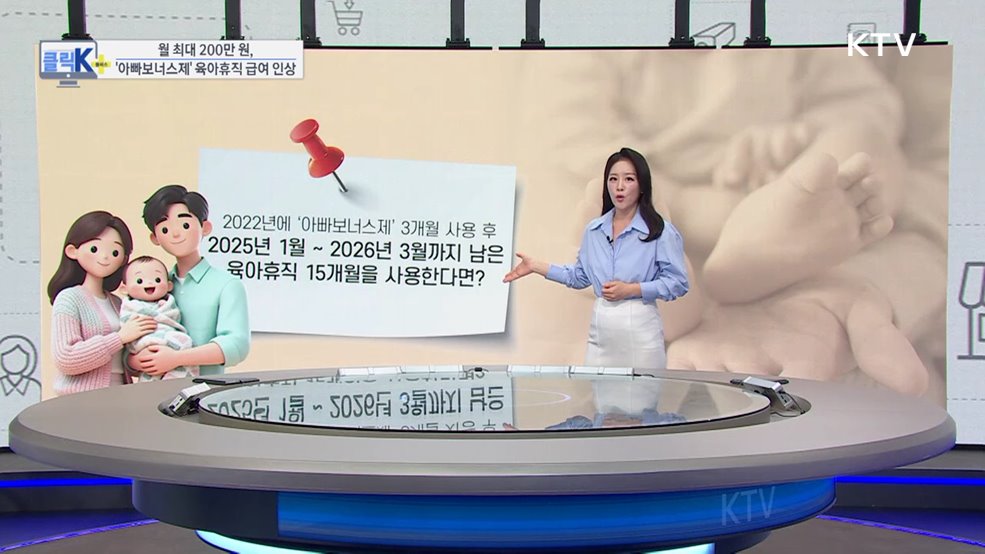 월 최대 200만 원, ‘아빠보너스제’ 육아휴직 급여 인상 [클릭K+]