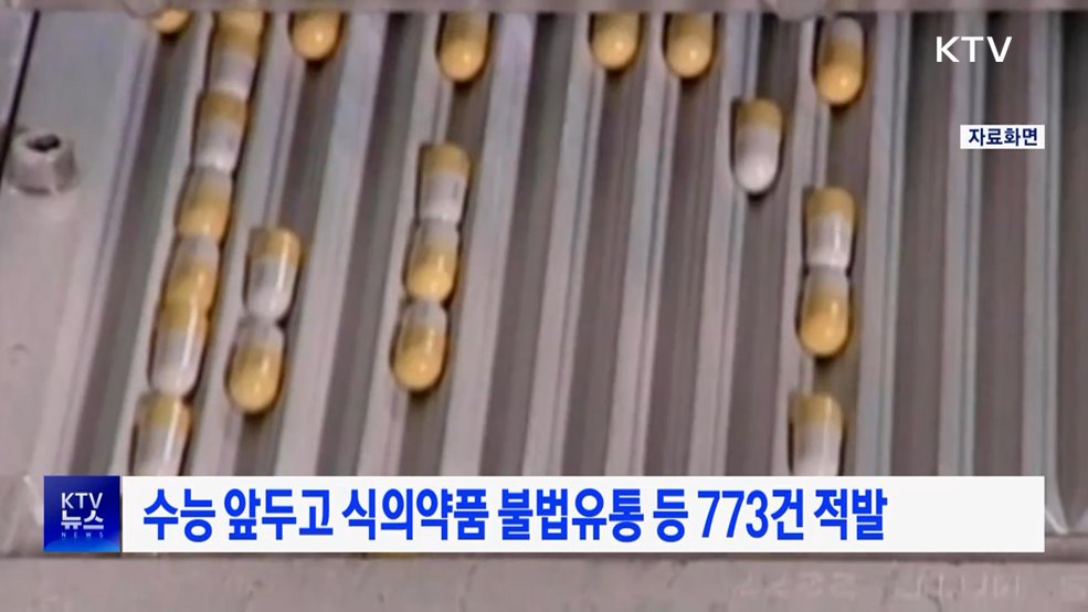 수능 앞두고 식의약품 불법유통 등 773건 적발