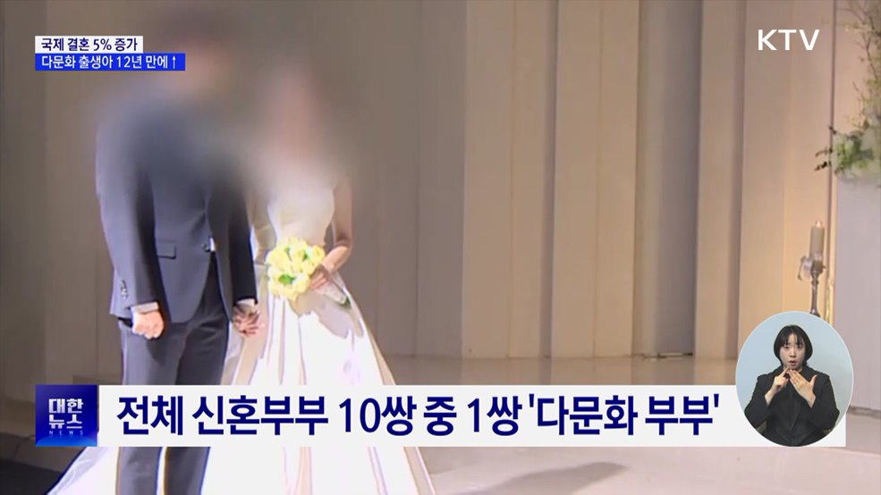 국제결혼 3년 연속↑···다문화 출생아 12년 만에 증가