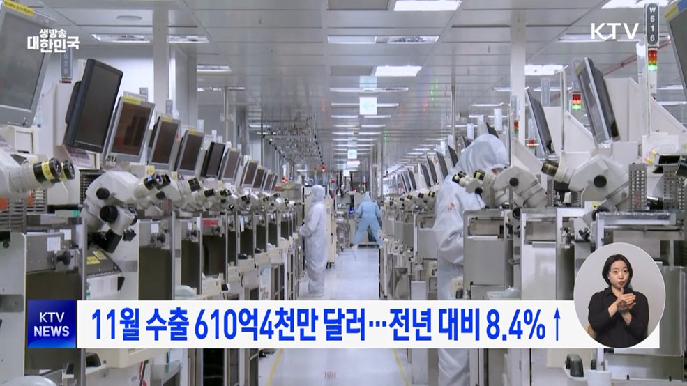 11월 수출 610억4천만 달러···전년 대비 8.4%↑
