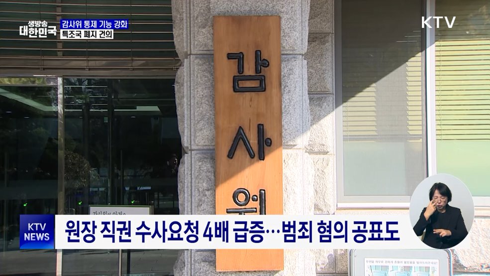 감사위 통제 기능 강화···특조국 폐지 건의
