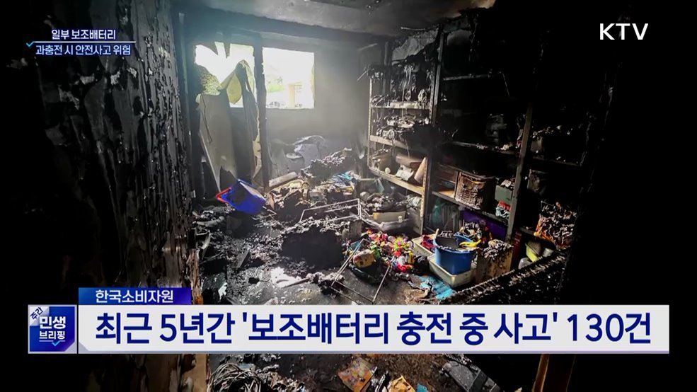 "일부 보조배터리, 과충전 시 안전사고 위험"